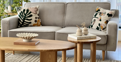 Klem Gri İkili ve Hardal Loveseat Koltuk Takımı - Kadife