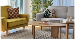 Klem Gri İkili ve Hardal Loveseat Koltuk Takımı - Kadife