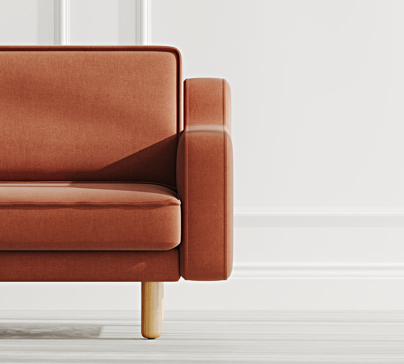 Klem Slim Loveseat Silindir Ahşap Ayak - Performans Keten