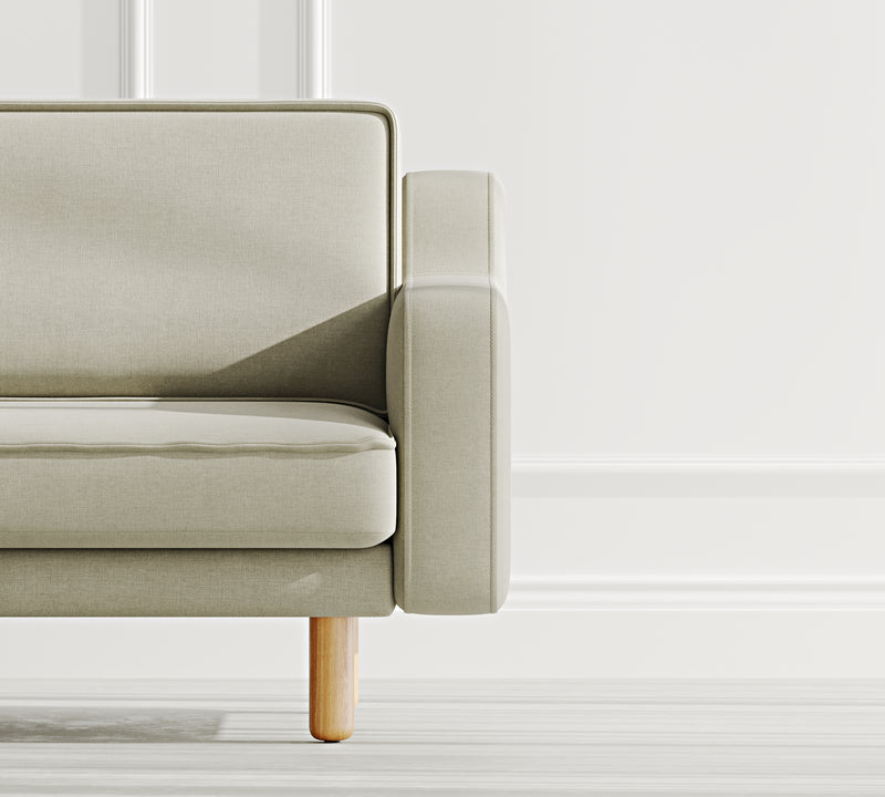 Klem Slim Loveseat Silindir Ahşap Ayak - Performans Keten