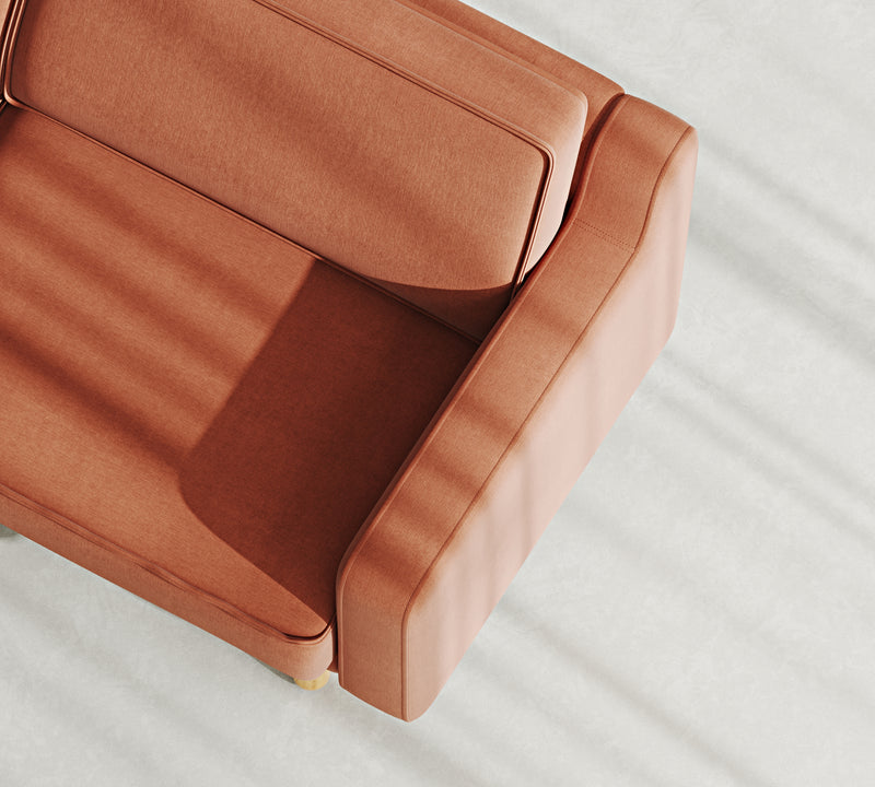 Klem Slim Loveseat Silindir Ahşap Ayak - Performans Keten
