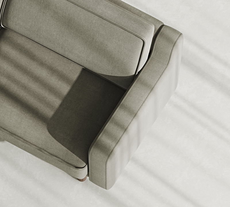 Klem Slim Loveseat Silindir Ahşap Ayak - Performans Keten