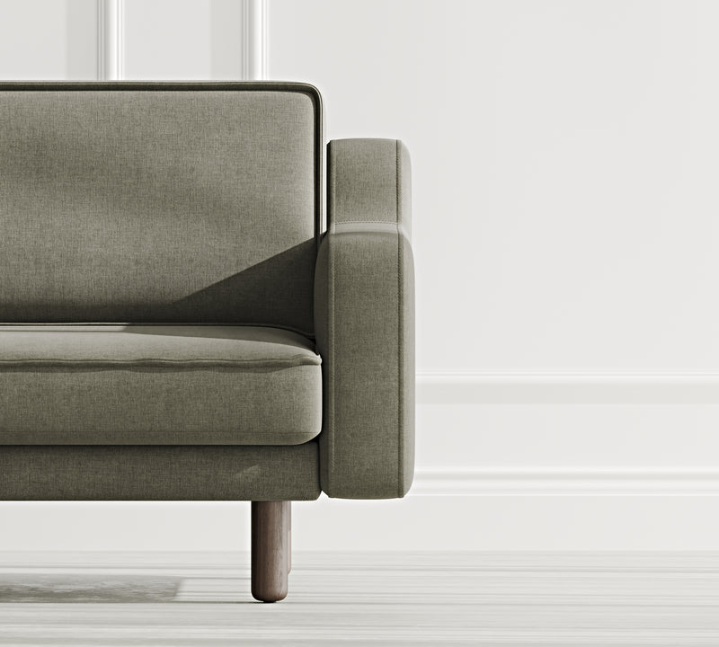 Klem Slim Loveseat Silindir Ahşap Ayak - Performans Keten