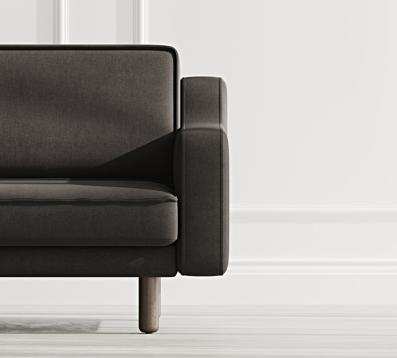 Klem Slim Loveseat Silindir Ahşap Ayak - Performans Keten