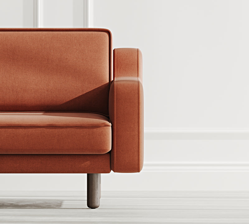Klem Slim Loveseat Silindir Ahşap Ayak - Performans Keten