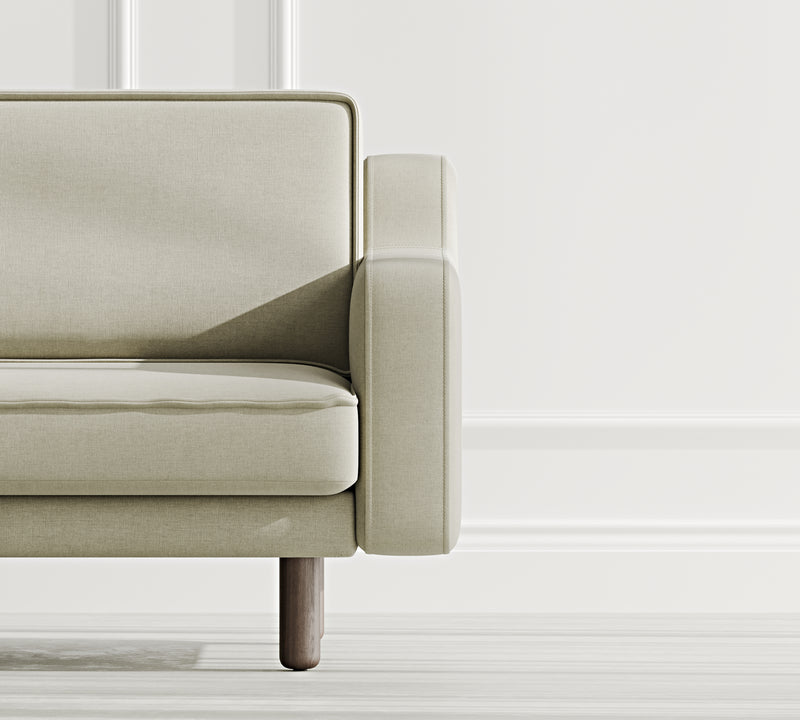 Klem Slim Loveseat Silindir Ahşap Ayak - Performans Keten