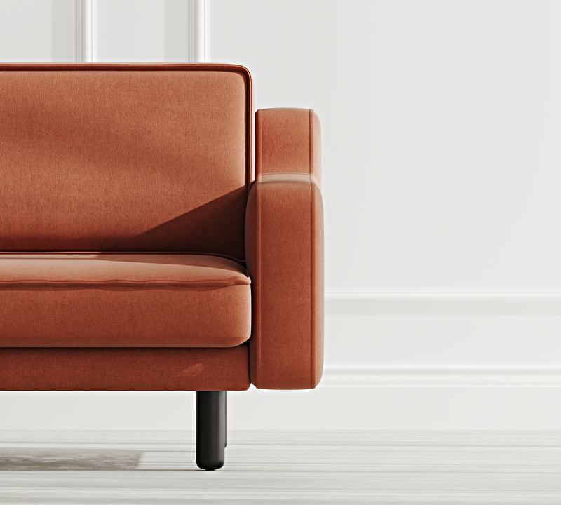 Klem Slim Loveseat Silindir Ahşap Ayak - Performans Keten