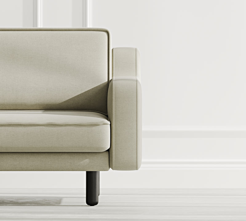 Klem Slim Loveseat Silindir Ahşap Ayak - Performans Keten