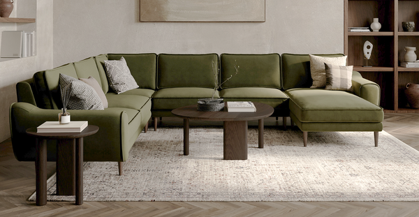 Klem Haki 346 x 290 L Köşe Koltuk Takımı - Kadife