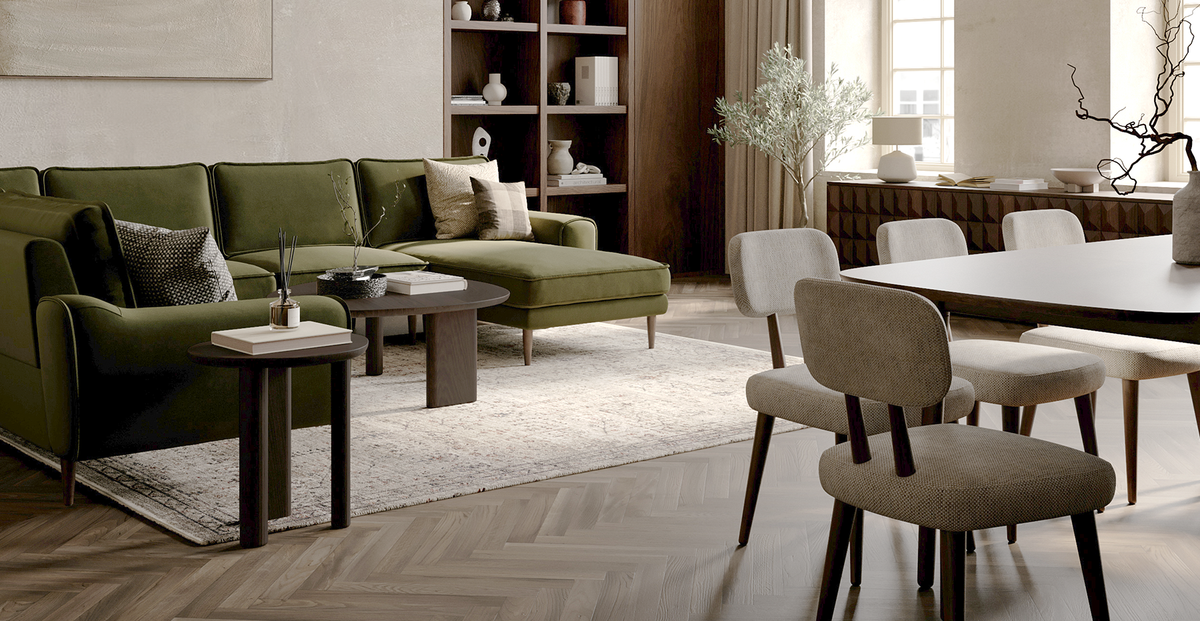 Klem Haki 346 x 290 L Köşe Koltuk Takımı - Kadife