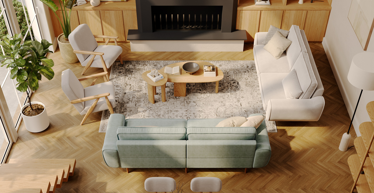 Klem Çağla Yeşili Vanilya 3-3-1-1 Koltuk Takımı - Kadife