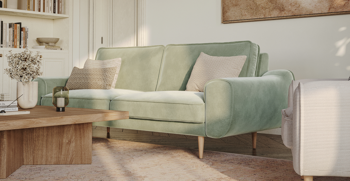 Klem Çağla Yeşili Kemik 3-3-1 Koltuk Takımı - Kadife & Fitilli Kadife