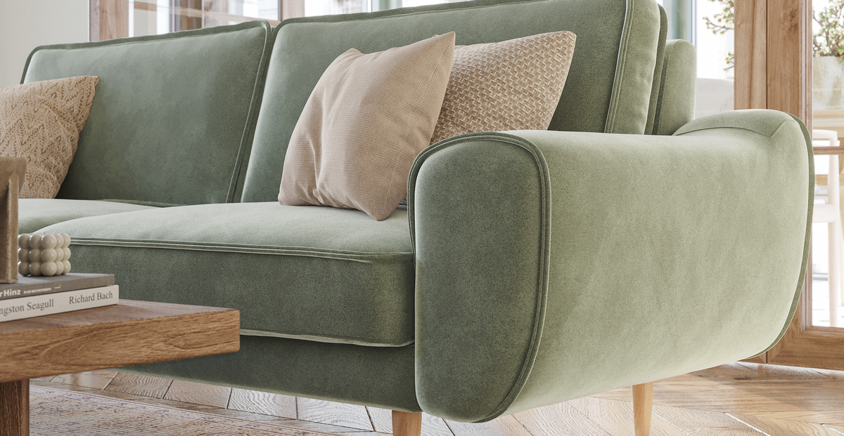 Klem Çağla Yeşili Kemik 3-3-1 Koltuk Takımı - Kadife & Fitilli Kadife