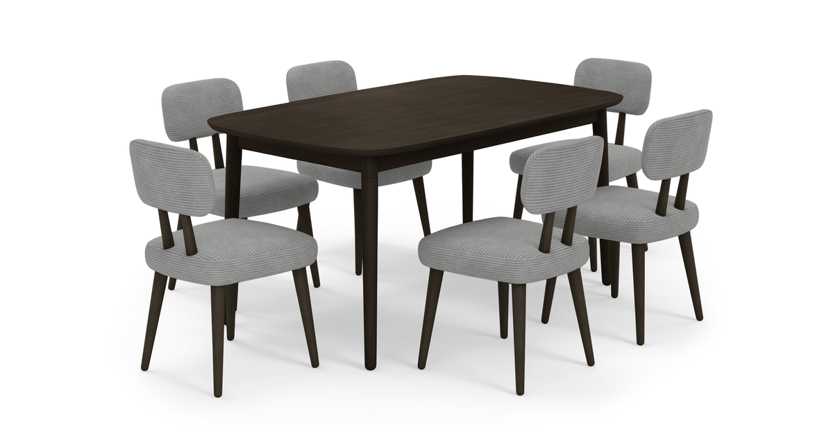 Lyno 97x160 Cm Sabit Yemek Masası Takımı (6Lı Roa) - Fitilli Kadife