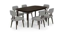 Lyno 97x160 Cm Sabit Yemek Masası Takımı (6Lı Roa) - Fitilli Kadife