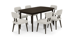 Lyno 97x160 Cm Sabit Yemek Masası Takımı (6Lı Roa) - Fitilli Kadife