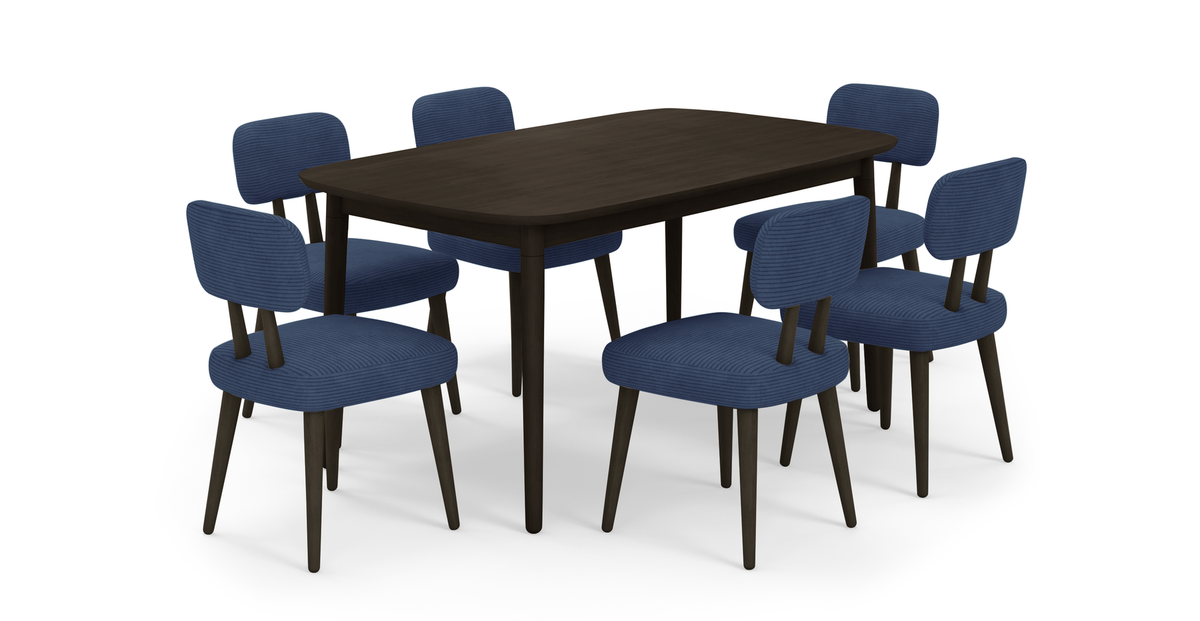 Lyno 97x160 Cm Sabit Yemek Masası Takımı (6Lı Roa) - Fitilli Kadife