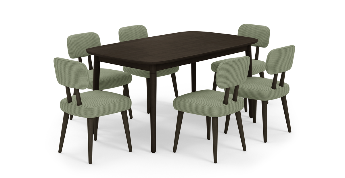 Lyno 97x160 Cm Sabit Yemek Masası Takımı (6Lı Roa) - Fitilli Kadife