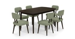 Lyno 97x160 Cm Sabit Yemek Masası Takımı (6Lı Roa) - Fitilli Kadife