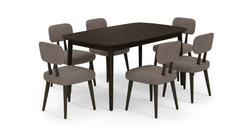 Lyno 97x160 Cm Sabit Yemek Masası Takımı (6Lı Roa) - Fitilli Kadife