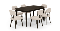 Lyno 97x160 Cm Açılır Yemek Masası Takımı (6Lı Roa) - Kadife