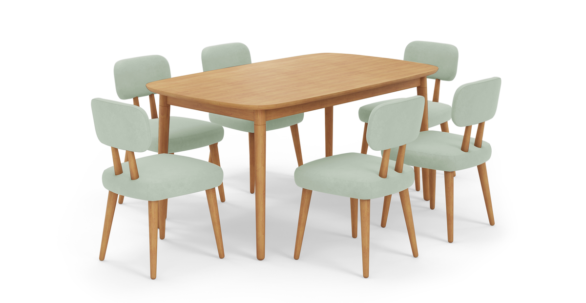 Lyno 97x160 Cm Açılır Yemek Masası Takımı (6Lı Roa) - Kadife