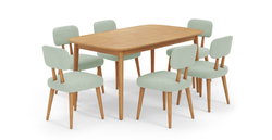 Lyno 97x160 Cm Açılır Yemek Masası Takımı (6Lı Roa) - Kadife