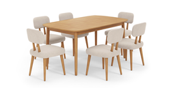 Lyno 97x160 Cm Açılır Yemek Masası Takımı (6Lı Roa) - Kadife