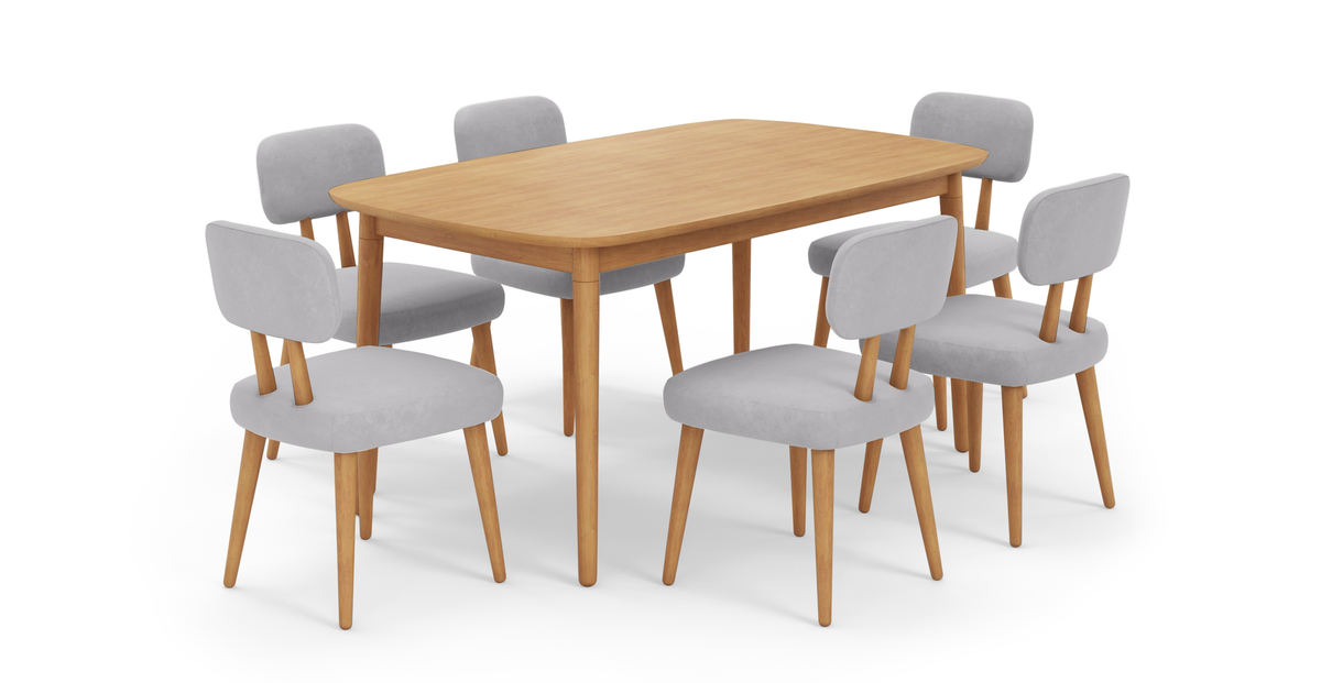 Lyno 97x160 Cm Açılır Yemek Masası Takımı (6Lı Roa) - Kadife