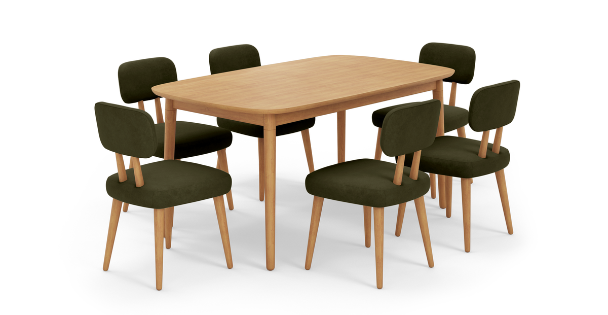 Lyno 97x160 Cm Açılır Yemek Masası Takımı (6Lı Roa) - Kadife