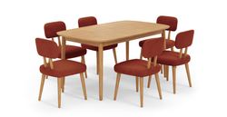 Lyno 97x160 Cm Açılır Yemek Masası Takımı (6Lı Roa) - Kadife