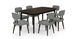 Lyno 97x160 Cm Sabit Yemek Masası Takımı (6Lı Roa) - Keten