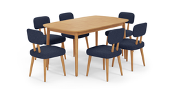 Lyno 97x160 Cm Açılır Yemek Masası Takımı (6Lı Roa) - Keten