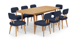 Lyno 97x160 Cm Açılır Yemek Masası Takımı (8Li Roa) - Keten