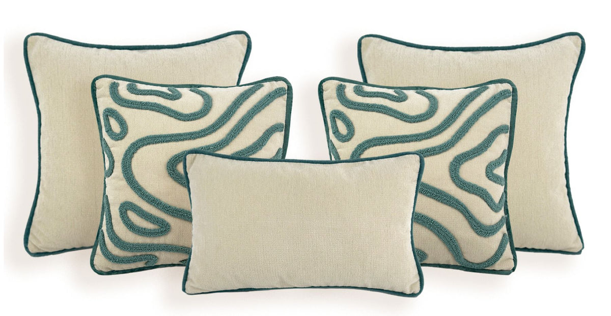 Moire Azur 5Li̇ Punch Kırlent Takımı