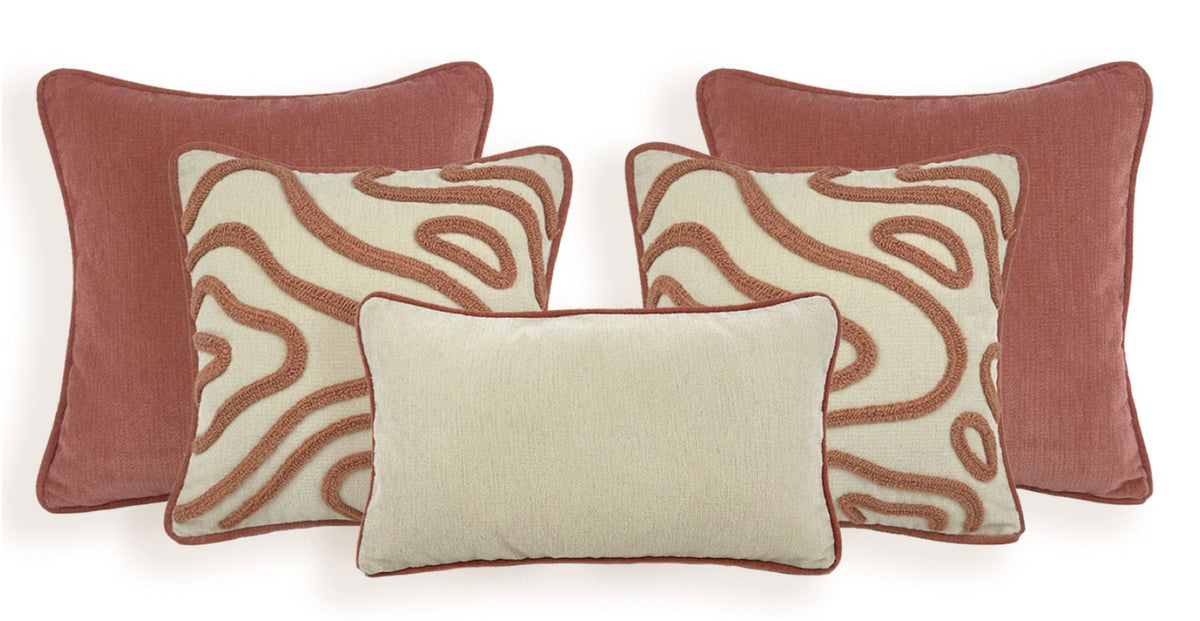 Moire Pembe 5Li̇ Punch Kırlent Takımı