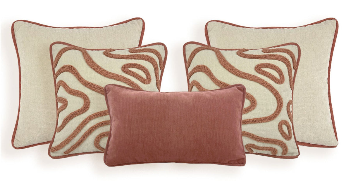 Moire Pembe 5Li̇ Punch Kırlent Takımı