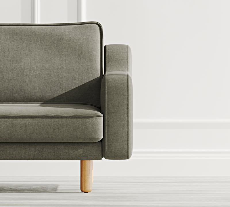 Klem Slim Loveseat Silindir Ahşap Ayak - Performans Keten