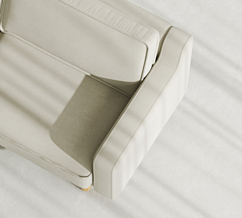 Klem Slim Loveseat Silindir Ahşap Ayak - Performans Keten