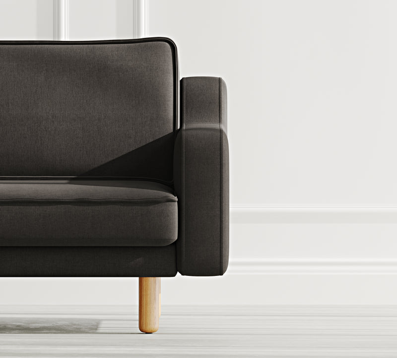 Klem Slim Loveseat Silindir Ahşap Ayak - Performans Keten