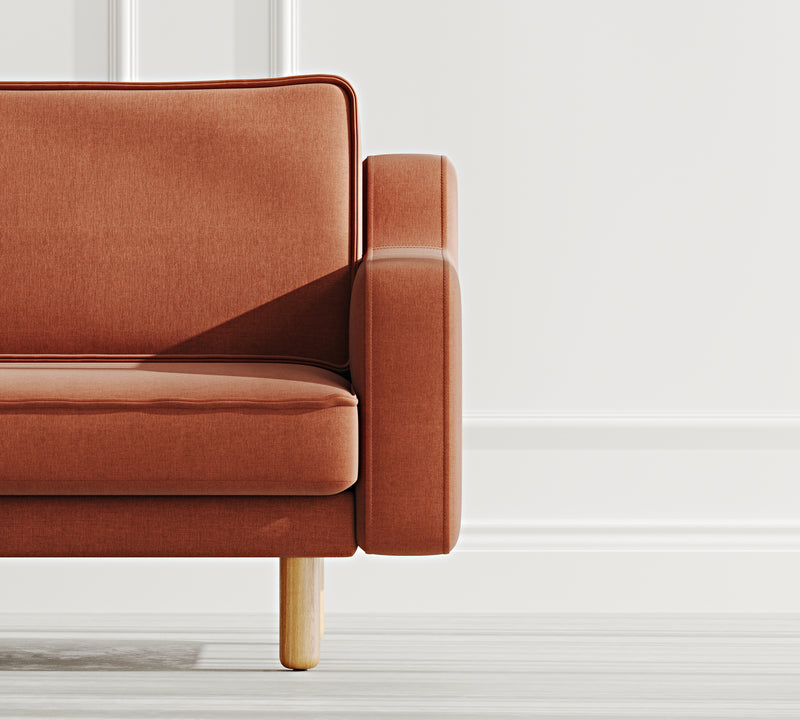 Klem Slim Loveseat Silindir Ahşap Ayak - Performans Keten