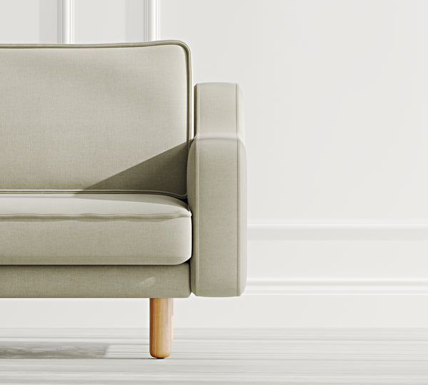 Klem Slim Loveseat Silindir Ahşap Ayak - Performans Keten