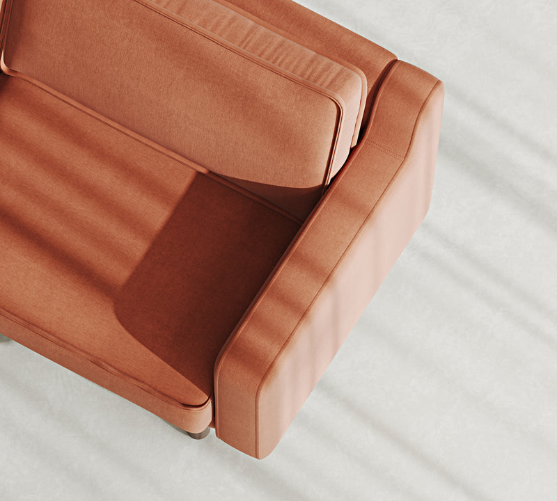 Klem Slim Loveseat Silindir Ahşap Ayak - Performans Keten