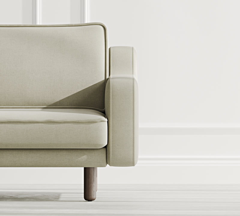 Klem Slim Loveseat Silindir Ahşap Ayak - Performans Keten