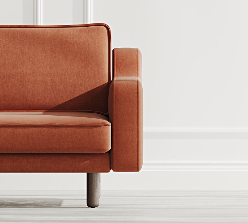 Klem Slim Loveseat Silindir Ahşap Ayak - Performans Keten