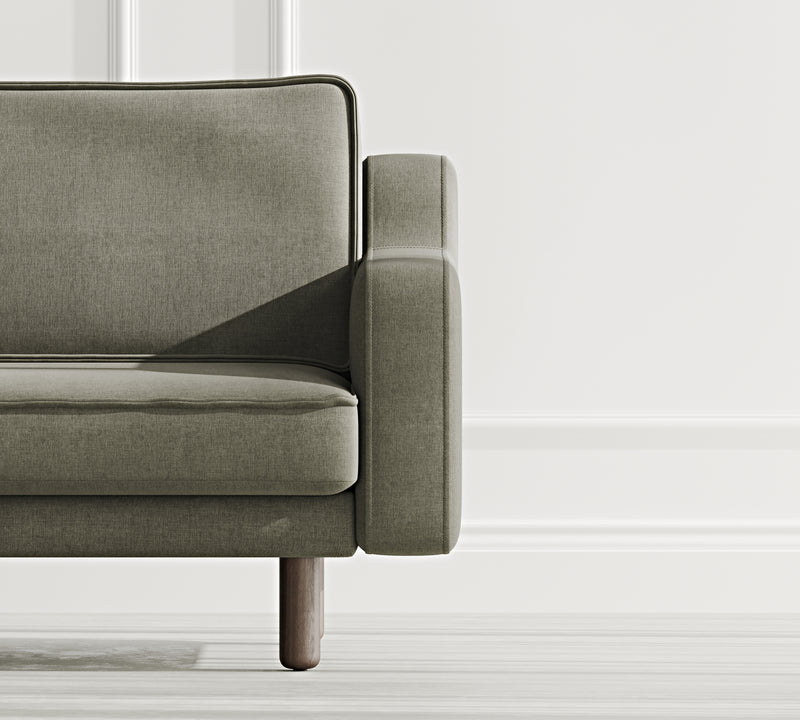 Klem Slim Loveseat Silindir Ahşap Ayak - Performans Keten