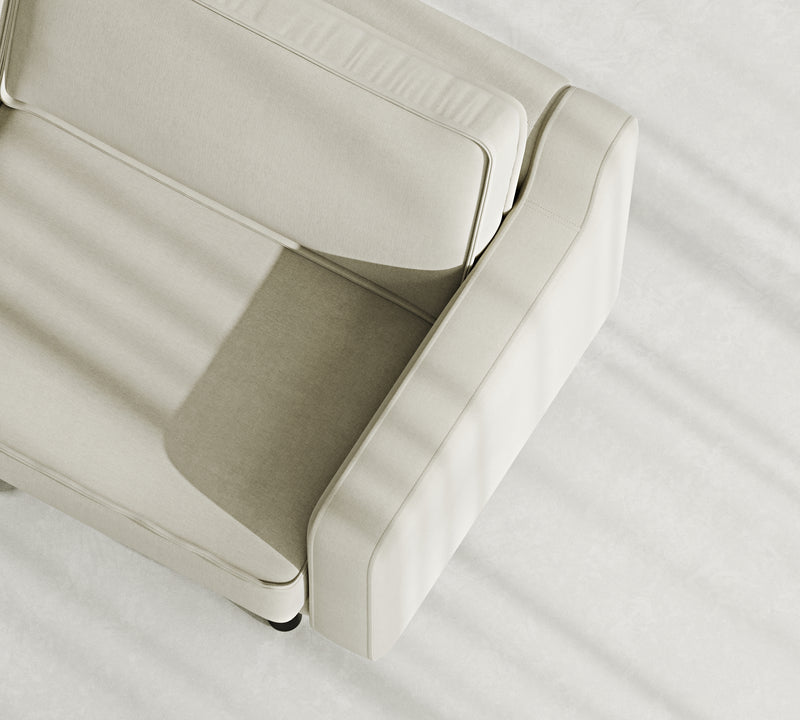 Klem Slim Loveseat Silindir Ahşap Ayak - Performans Keten