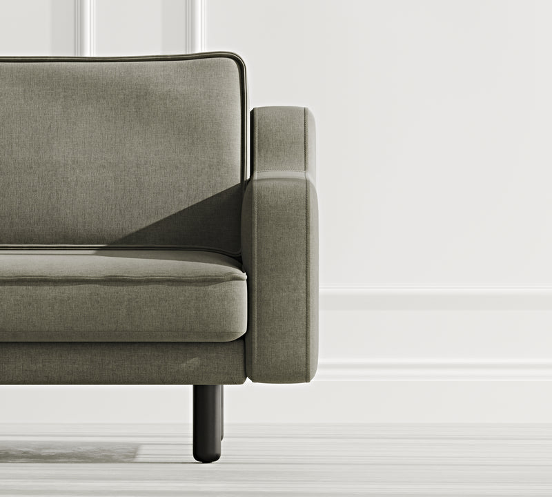 Klem Slim Loveseat Silindir Ahşap Ayak - Performans Keten