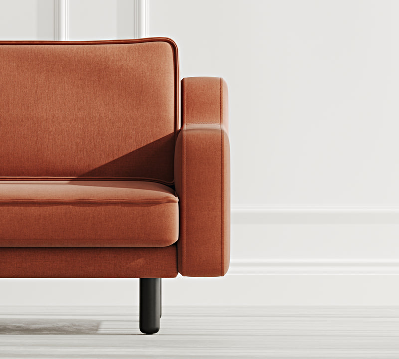 Klem Slim Loveseat Silindir Ahşap Ayak - Performans Keten