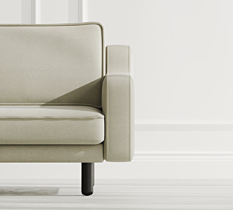 Klem Slim Loveseat Silindir Ahşap Ayak - Performans Keten